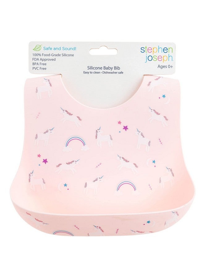 Stephen Joseph Silicone Bib, One Size, UNICORN