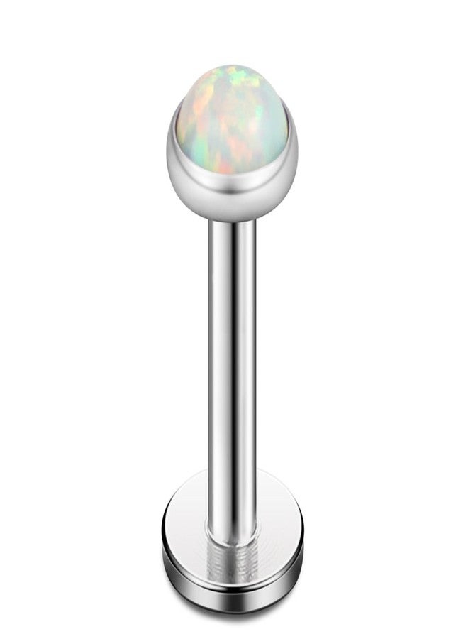 Ruifan 3mm Opal Jeweled Internally Threaded Stainless Steel Labret Monroe Lip Ring Tragus Helix Earring Stud 16G 1/4" 6mm 4PCS - Image 2