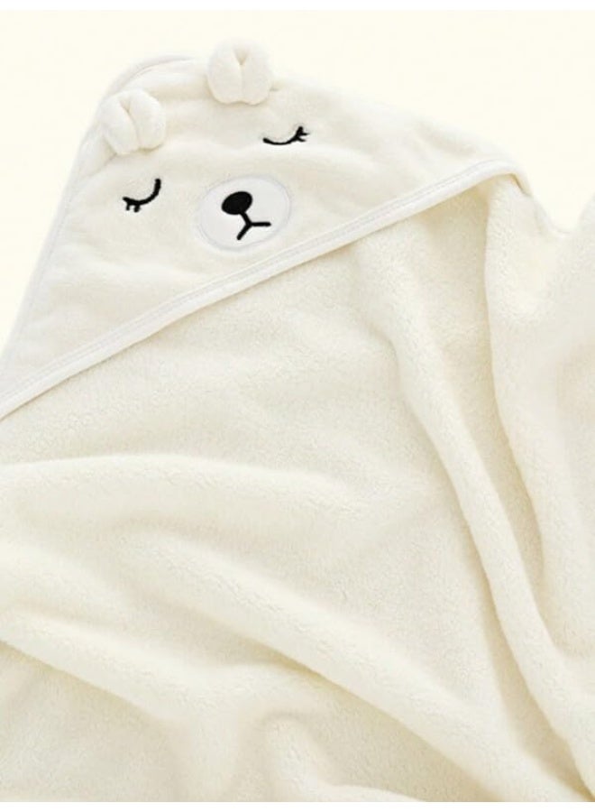 2pcs Hooded Baby Towel - Premium Soft Bath Towel for Baby, Newborn,Infant - Ultra Absorbent,Natural Baby Stuff Towel, Soft Coral Velvet Coral Fleece Bath Towel (White & Green) - Image 5