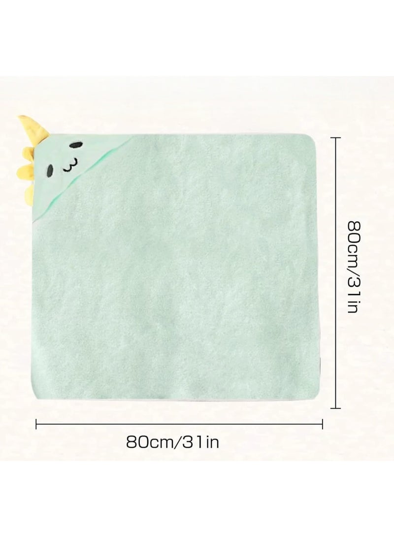 2pcs Hooded Baby Towel - Premium Soft Bath Towel for Baby, Newborn,Infant - Ultra Absorbent,Natural Baby Stuff Towel, Soft Coral Velvet Coral Fleece Bath Towel (White & Green) - Image 2