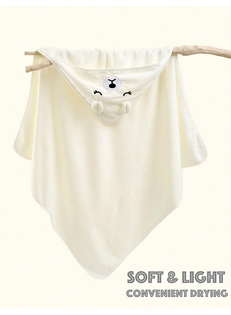 2pcs Hooded Baby Towel - Premium Soft Bath Towel for Baby, Newborn,Infant - Ultra Absorbent,Natural Baby Stuff Towel, Soft Coral Velvet Coral Fleece Bath Towel (White & Green) - Image 3