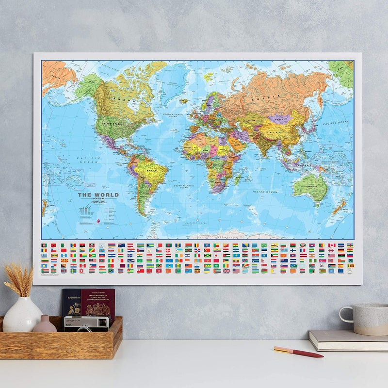 Maps International - Large World Map – Wall Map Poster With Flags – Laminated - 23 x 33 - Image 3