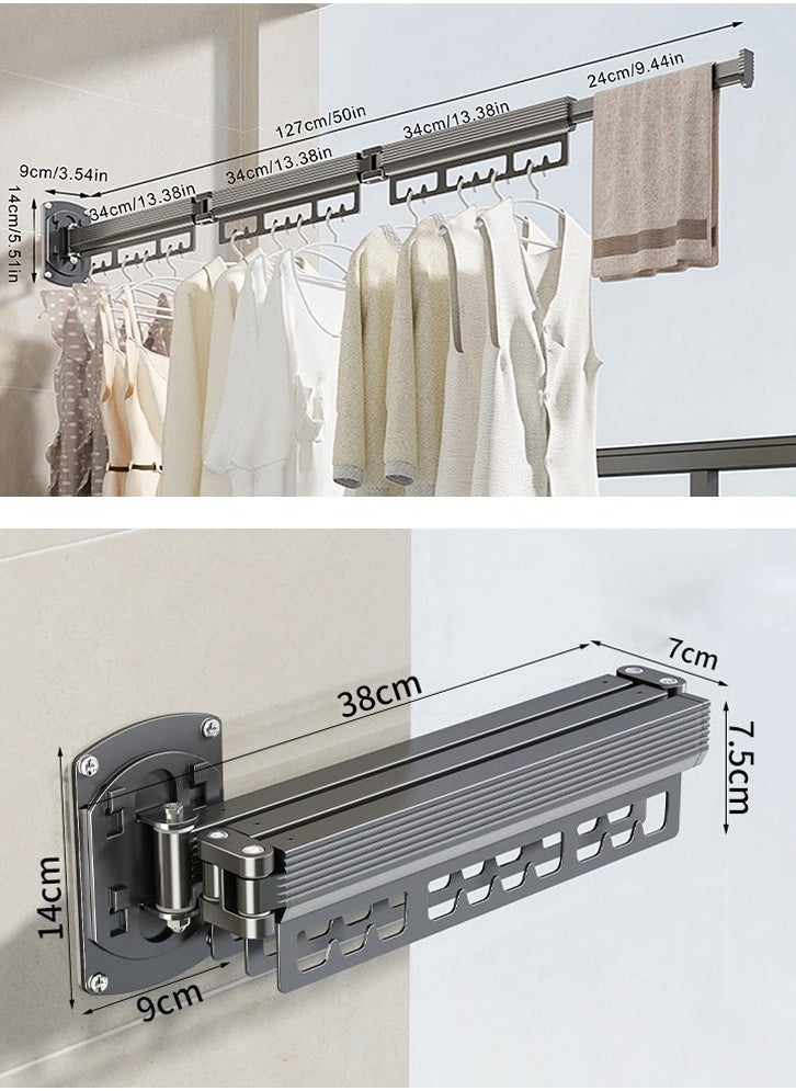 Beauenty - Multi fold drying rack, non perforated wall mounted, household multifunctional indoor drying rack, balcony extendable and invisible - Image 1