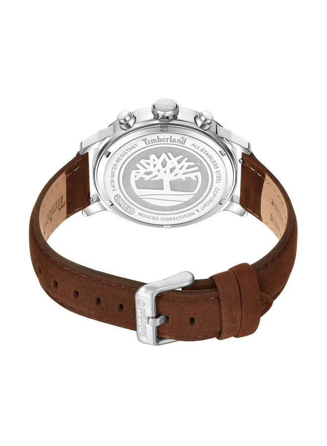 Timberland Boys' Driscoll 46 mm Men's Multifunction Watch Blue  Dial  & Brown 1 Leather Strap