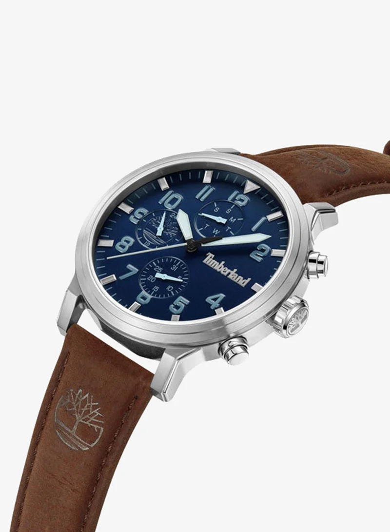 Timberland Driscoll 46 mm Men's Multifunction Watch Blue  Dial  & Brown 1 Leather Strap