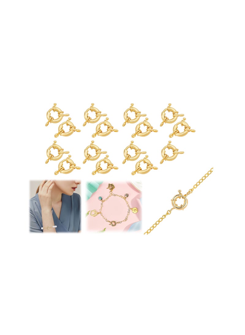 Luckam 15Pcs 3mm Rack Plating Brass Spring Clasps Round Ring Multi Necklace Layering Real Gold Plated for Bracelets Jewelry Making - Image 1