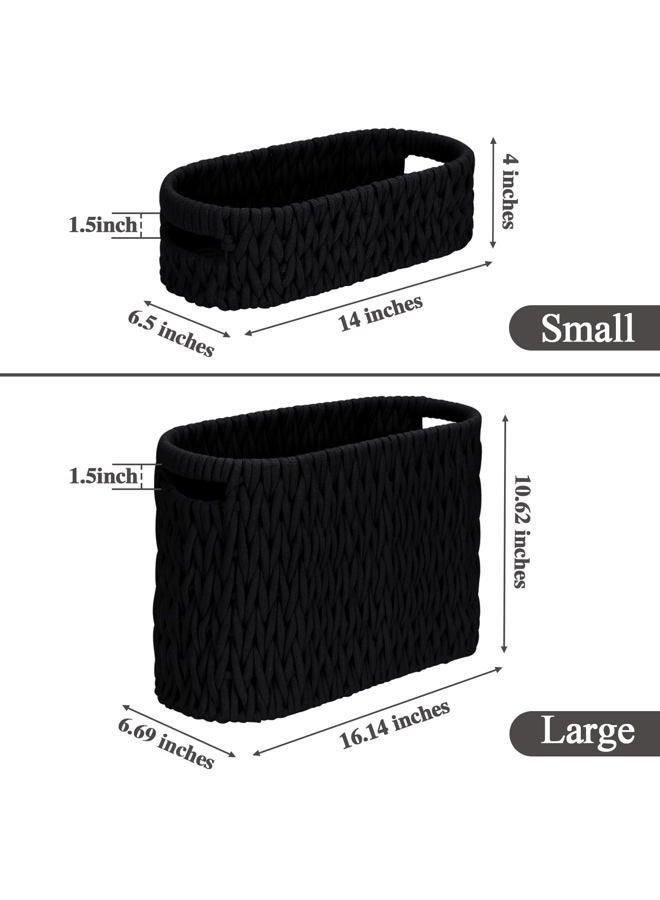 Jukercici Boho Toilet Paper Storage Baskets, Cotton Rope Woven Bathroom Basket Set of 2, Standing Toilet Paper Holder for 6 Mega Rolls,Storage Bins for Toilet Tank Top, Bathroom Organizer Decor (Black 2 Pack) - Image 3