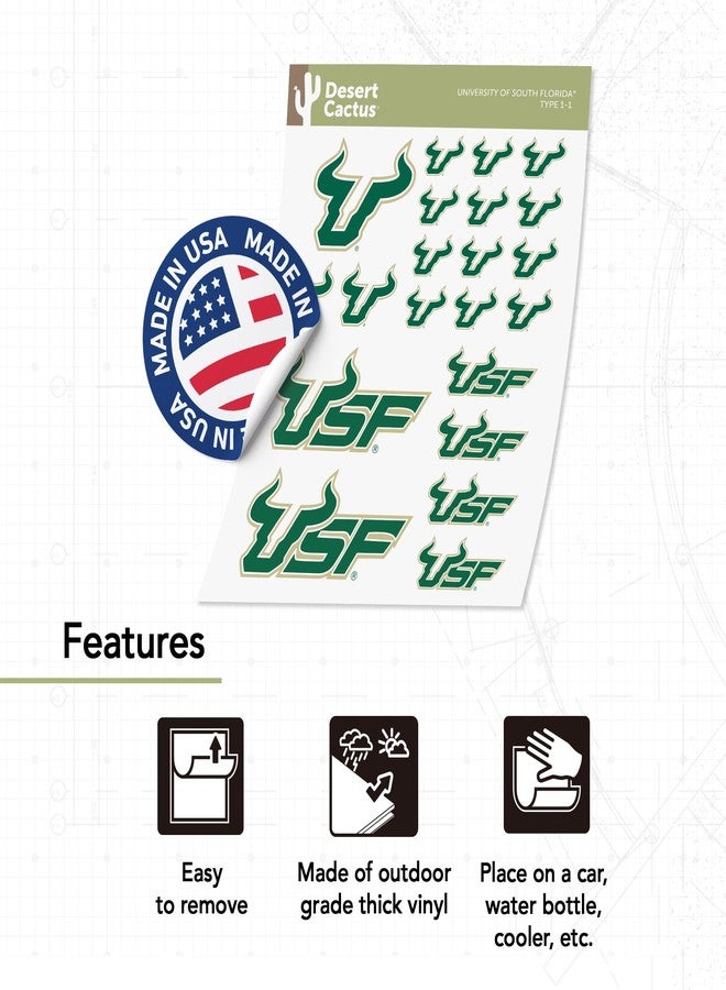 Desert Cactus University of South Florida Sticker USF Bulls Sticker Vinyl Decals Laptop Water Bottle Car Scrapbook Sheet T1 (Type 1-1) - Image 4