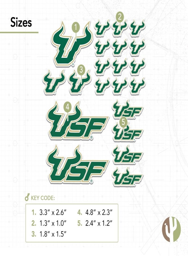 Desert Cactus University of South Florida Sticker USF Bulls Sticker Vinyl Decals Laptop Water Bottle Car Scrapbook Sheet T1 (Type 1-1) - Image 3