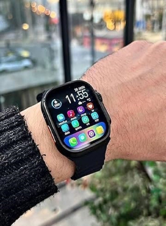 W&O X9 ULTRA 2 Series 9 Wearfit Pro SmartWatch SUPER AMOLED Screen Unlock AI Chat GPT GPS NFC Bluetooth V5 Call Wireless Charger - Black - Image 2