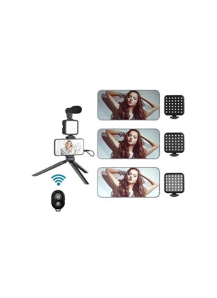 Generic - 5-in-1 Vlog Selfie Stick and Tripod with LED Light, Microphone, and Controller - Image 1