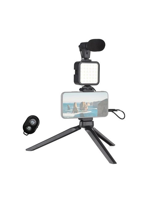 5-in-1 Vlog Selfie Stick and Tripod with LED Light, Microphone, and Controller