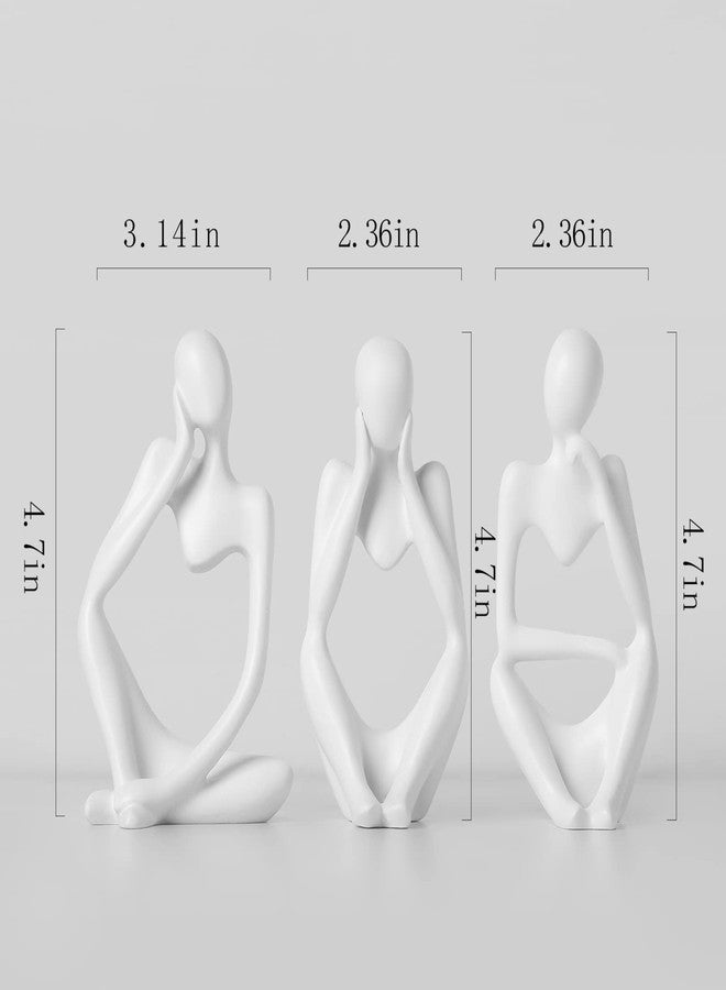 BrownLove 3pcs Decor White Thinker Statue Abstract Art Sculpture，Resin Collectible Figurines for Home Living Room Office Shelf Decoration - Image 2