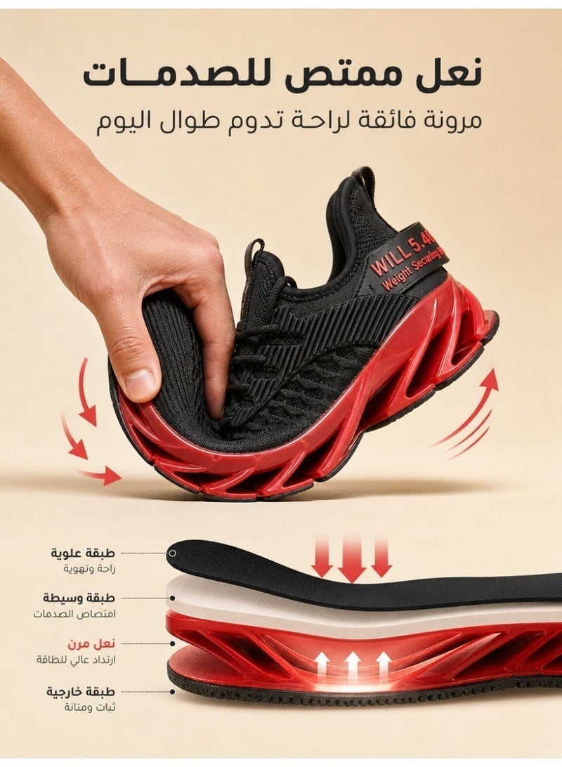 Breathable Mesh Running Shoes for Men - Lightweight Casual Sneakers with High-Elastic Cushioning Midsole, Durable Outsole & Lace Closure, Eye-Catching - Image 3