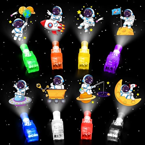 Bamamon 32 Pcs Finger Lights Space Theme Party Favors Decorations Glow in the Dark Light Up Party Supplies Astronaut Toys Gift Bulk for Kids 3 4 5 8 Boys Girls Birthday Goodie Bag Stuffers Classroom Prizes - Image 1