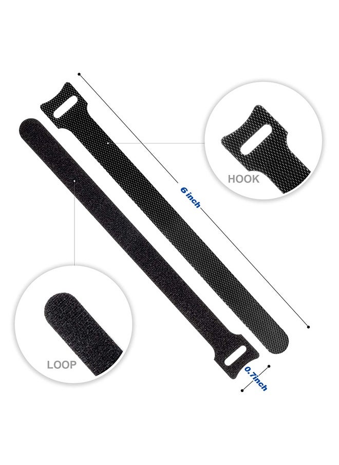 80PCS Reusable Cable Ties, Black Adjustable 6-Inch Cord Organizer Ties, Multi-purpose Hook Loop Cable Management Wire Ties for Organizing Home, Office, Data Centers