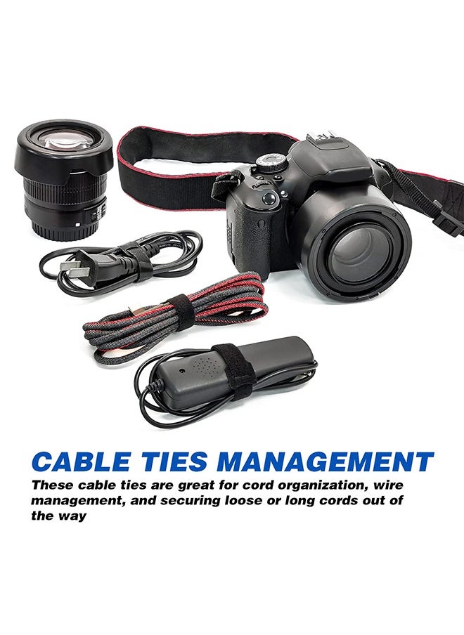 80PCS Reusable Cable Ties, Black Adjustable 6-Inch Cord Organizer Ties, Multi-purpose Hook Loop Cable Management Wire Ties for Organizing Home, Office, Data Centers