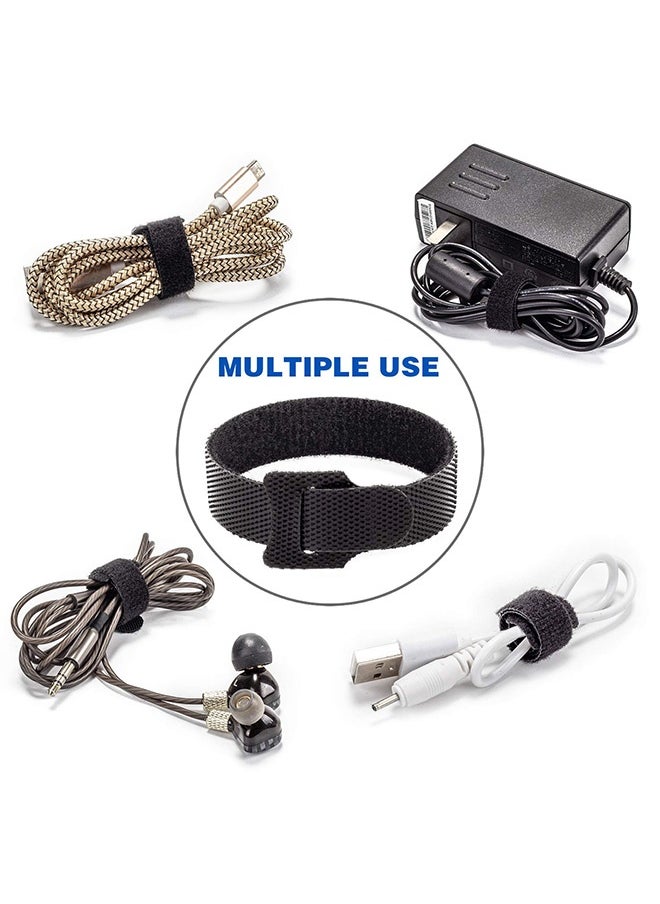 80PCS Reusable Cable Ties, Black Adjustable 6-Inch Cord Organizer Ties, Multi-purpose Hook Loop Cable Management Wire Ties for Organizing Home, Office, Data Centers