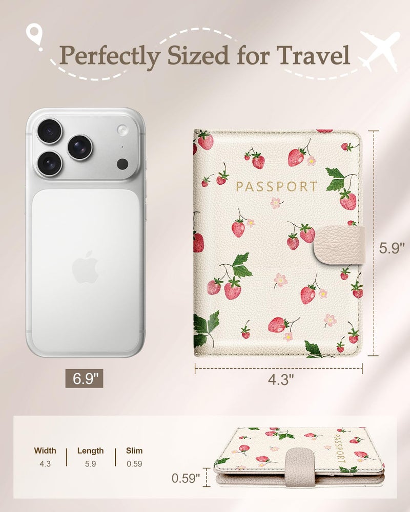 Slohif Passport Wallet Holder Cover for Travel - Women Men RFID Blocking Passport Book Protector for Boarding Pass Cards - Image 3