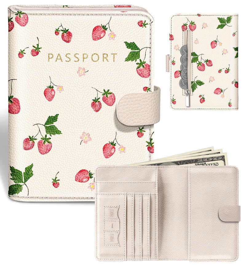 Slohif Passport Wallet Holder Cover for Travel - Women Men RFID Blocking Passport Book Protector for Boarding Pass Cards - Image 1