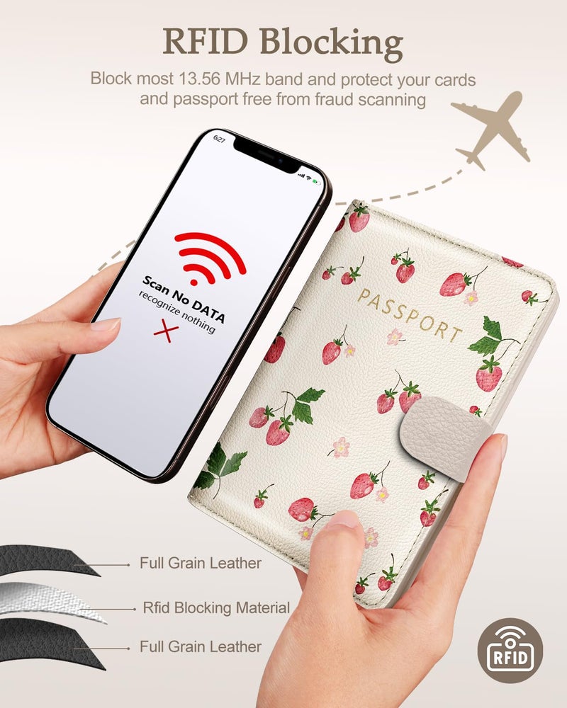 Slohif Passport Wallet Holder Cover for Travel - Women Men RFID Blocking Passport Book Protector for Boarding Pass Cards - Image 5