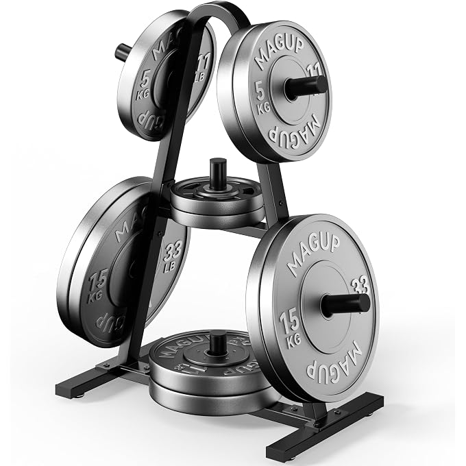 Josmimic OLYMPIC WEIGHT PLATE RACK 400LBS, HEAVY DUTY WEIGHT TREE RACK FOR 2-INCH PLATES, BARBELL & BUMPER PLATE STORAGE, FREE WEIGHT RACK & GYM PLATE HOLDER FOR HOME GYM - Image 5