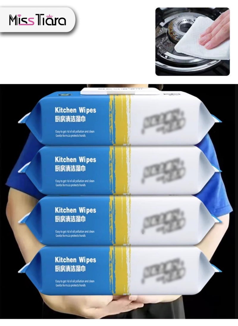 MissTiara 80pcs X 4 pack Extra Large Kitchen Powerful cleaning Wet wipes to remove oil and stain Convenience and Hygienic A good helper for household cleaning  - Image 1