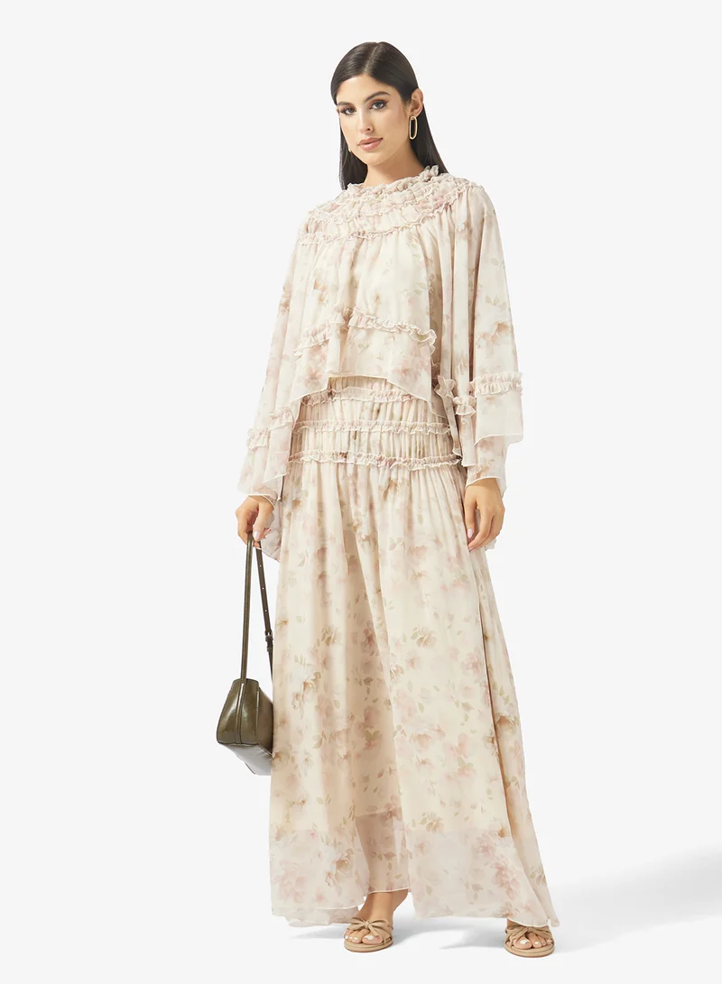 Khizana Floral Print Top & Skirt Set