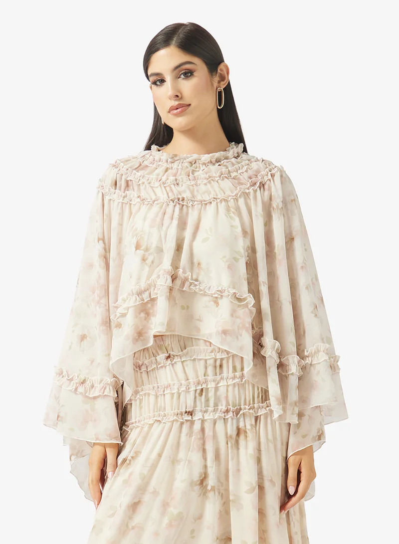 Khizana Floral Print Top & Skirt Set