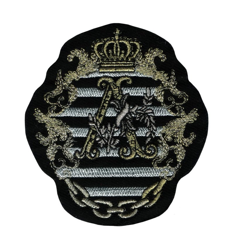 Generic Crown 'A' Applique Embroidered Sew-on Patch ; Size: 9.5cm x 8.5cm for Jackets, Bags, Caps, T-Shirts, Jeans, Outdoor Clothing ; Imported from Malaysia (1 Piece). (Code: SBX-93) - Image 1