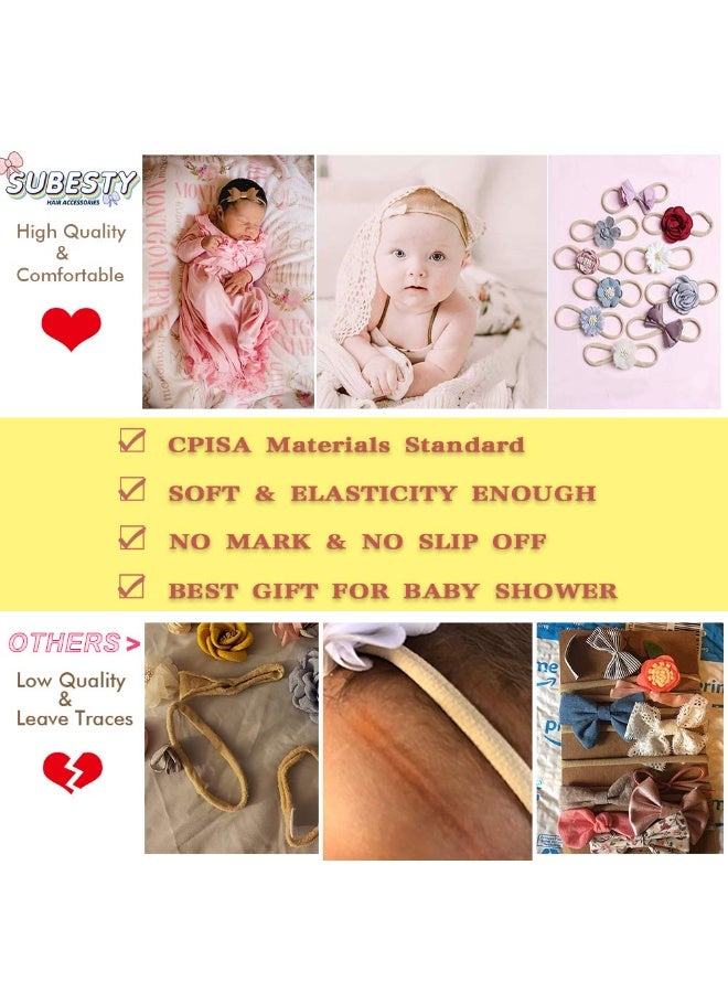 Subesty Baby Girls Nylon Elastic Headband Soft Flower Hair Band For Toddler Infant Newborn Set Of 10 - Image 5