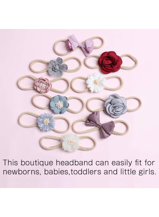 Subesty Baby Girls Nylon Elastic Headband Soft Flower Hair Band For Toddler Infant Newborn Set Of 10 - Image 4