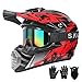 Cutey Youth Kids Motocross Helmet Adult ATV Dirt Bike Helmet OffRoad BMX 4Wheeler Full Face Motorcycle Helmet WGoggles Gloves Mask DOT Approved Red Camo L - Image 2