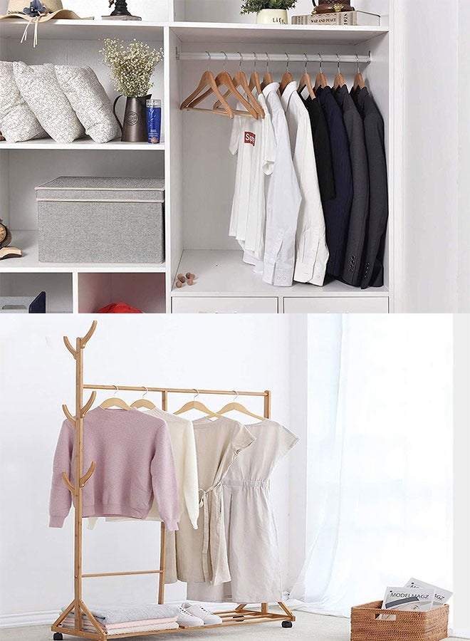 Loquat Wooden Hangers,Suit Coat Hangers 360°Swivel Clothes Hanger Solid Wood Coat Hangers with Non Slip Pant Bar  Notches Space Save(10 Pack) - Image 3