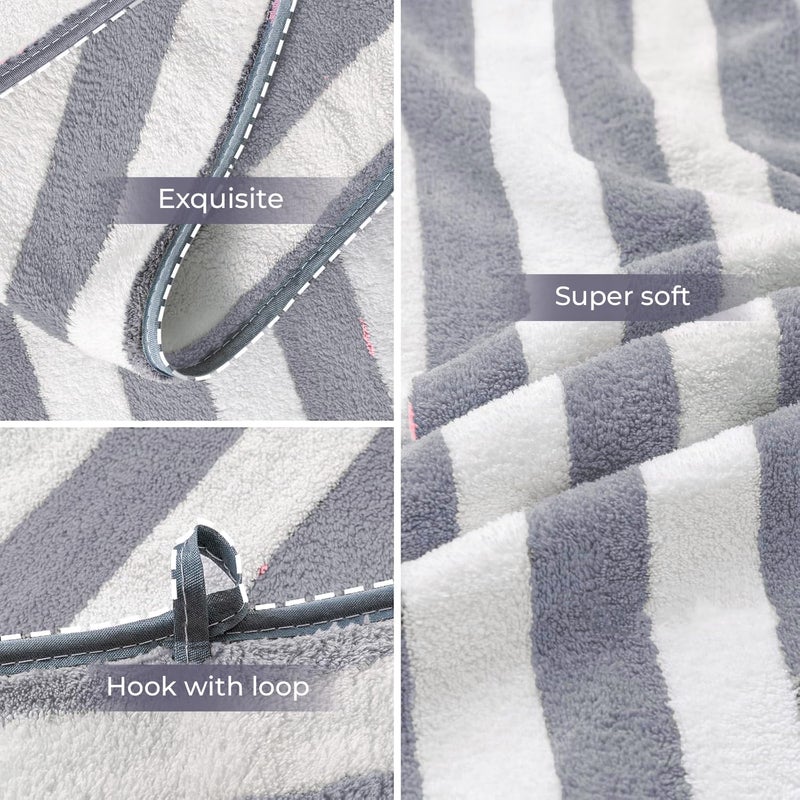 MAXOSHINE Microfiber Towels for Bath Large Size-Super Soft Coral Fleece Bathing Towel with Hook Quick Dry Super Absorbent-Bath Towel for Men and Women-70x140 cm (Grey, Pack of 1) - Image 5