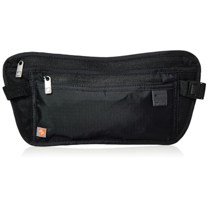 Travel waist pouch for RFID blocking, nylon black, lightweight secure storage for cash, cards, ID, passport - Image 5