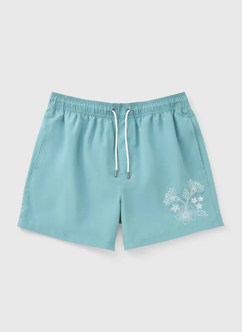 Matalan Teal Embroidered Swim Shorts