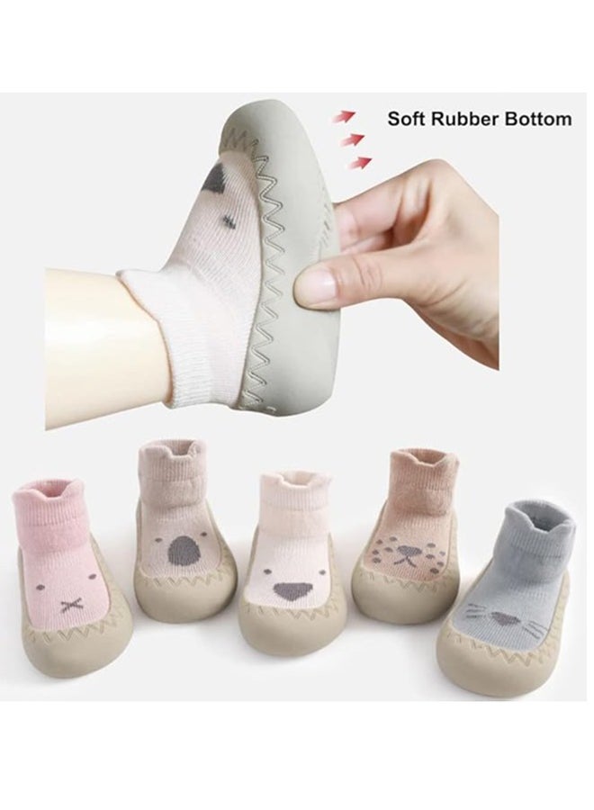 BIGTHREE Baby Shoes, Baby First Walking Shoes, Protect Kid's Feet Soles, Soft Sole with Grips for Kids, Cute Animal Cartoon Toddler Kids Anti-Slip Socks Shoes, Fit for 12-18 Months - Image 5