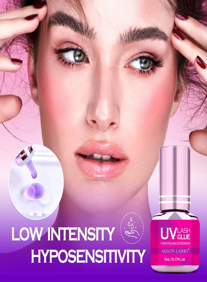 ARISON LASHES UV Eyelash Extension Glue 1Sec Dry Waterproof Strong Bond for Eyelash Extensions -Ultra Violet Lash Gel Glue for Professional Use Only(Purple-5ML) - Image 3