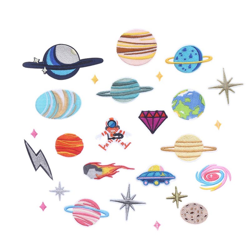 CCINEE CCINEE 26pcs Iron On Patches DIY Sew On Decorative Appliques Stickers Embroidery Patches for Cloth Backpacks Jeans Coats Solar System Theme