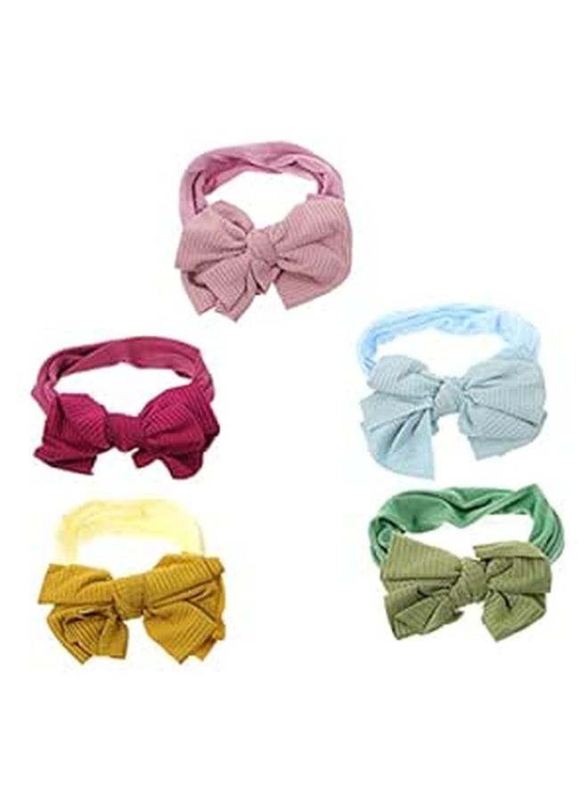 Nylon Elastic Hair Bands Bow 5pcs White Wide Headband Infant Toddler - Image 1