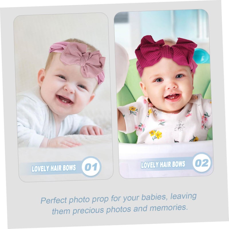 Nylon Elastic Hair Bands Bow 5pcs White Wide Headband Infant Toddler - Image 4