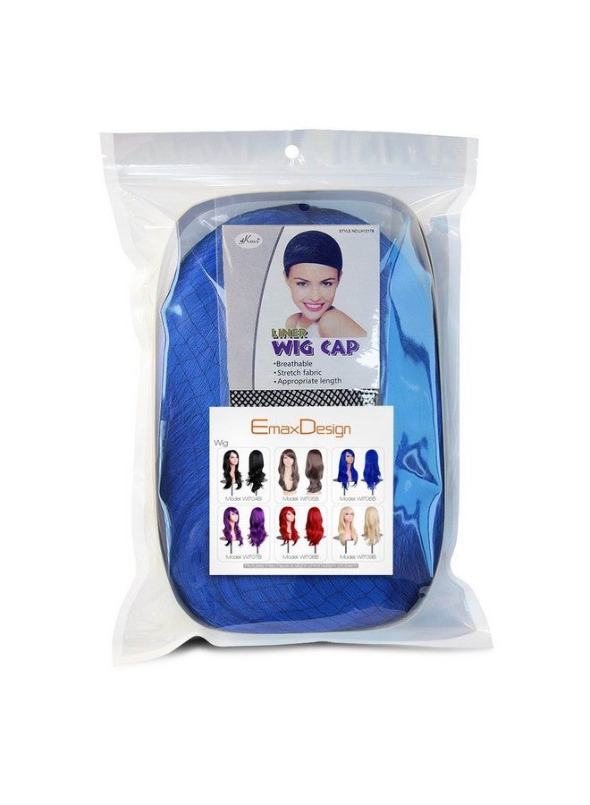 EmaxDesign Wigs 28 Inch Cosplay Wig For Women With Wig Cap And Comb (Dark Blue) - Image 5