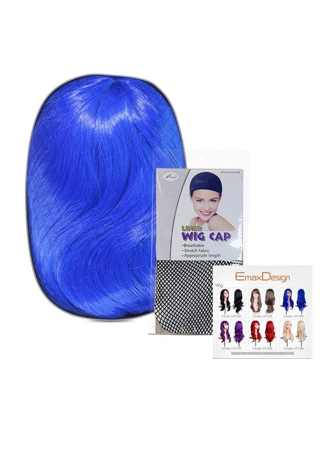 EmaxDesign Wigs 28 Inch Cosplay Wig For Women With Wig Cap And Comb (Dark Blue) - Image 4
