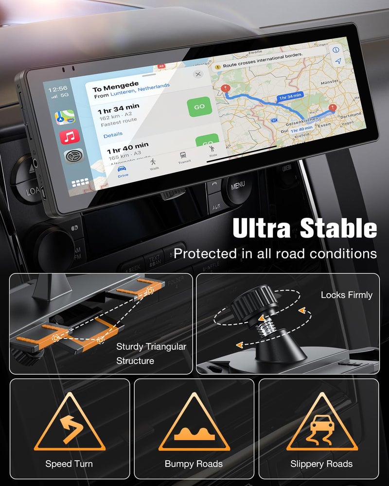 iGoevo CD Slot Mount for CarPlay Screen 360° Rotation Tool-Free Installation Sturdy and Secure Compatible with in-Car Monitors CD Slot CarPlay Mount - Image 2