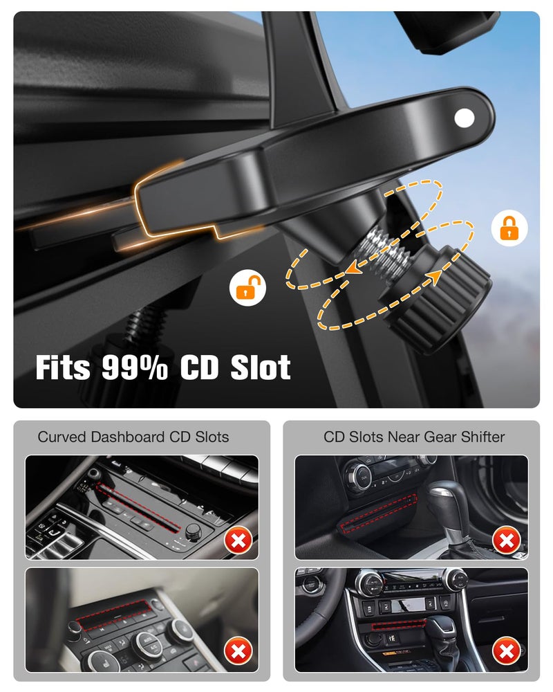 iGoevo CD Slot Mount for CarPlay Screen 360° Rotation Tool-Free Installation Sturdy and Secure Compatible with in-Car Monitors CD Slot CarPlay Mount - Image 5