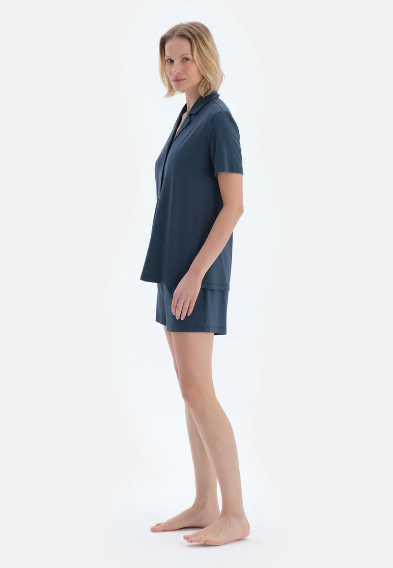 dagi  Regular/Classic Fit Shirt & Shorts Pajama Sets Spread Collar Viscose Blend Sleepwear for Women | Best Price UAE