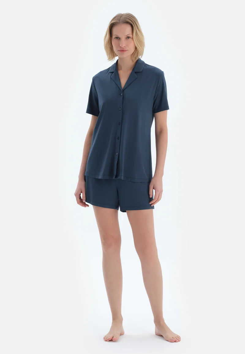 dagi  Regular/Classic Fit Shirt & Shorts Pajama Sets Spread Collar Viscose Blend Sleepwear for Women | Best Price UAE