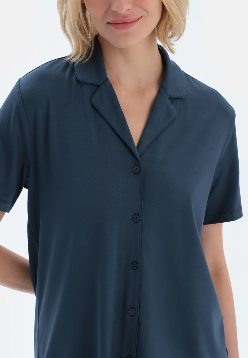 dagi  Regular/Classic Fit Shirt & Shorts Pajama Sets Spread Collar Viscose Blend Sleepwear for Women | Best Price UAE