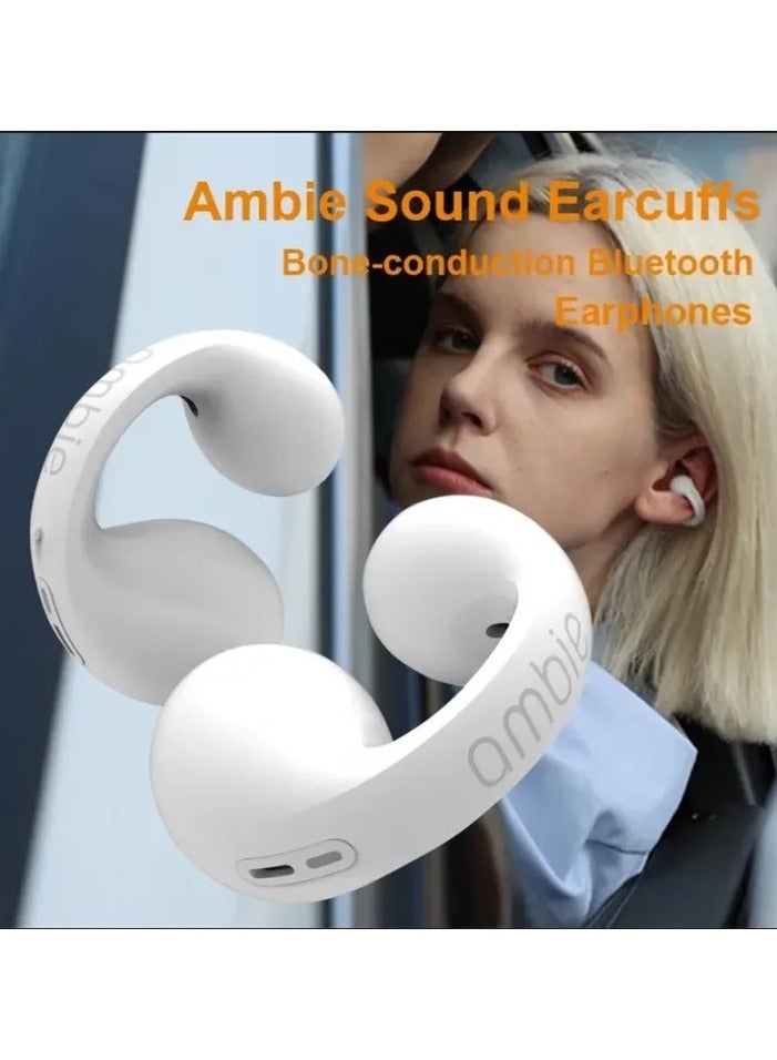 أمبي سماعات أذن لاسلكية حقيقية AM-TW01 AMBIE، أغطية أذن ترقية برو بلوتوث (أبيض) - Image 1